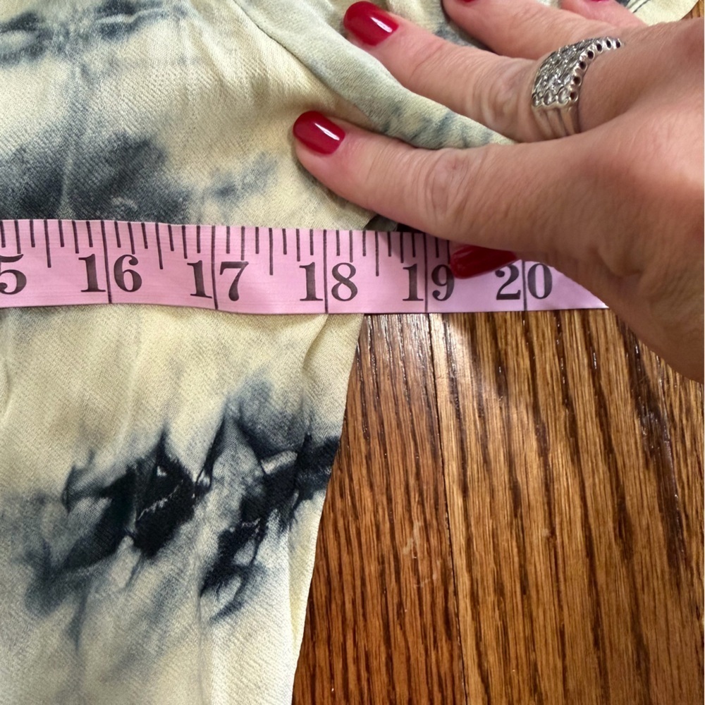 Zara Cream Navy Blue Tie Dyed Tee Shirt Style Dress Short Sleeve Size Small - Picture 6 of 8